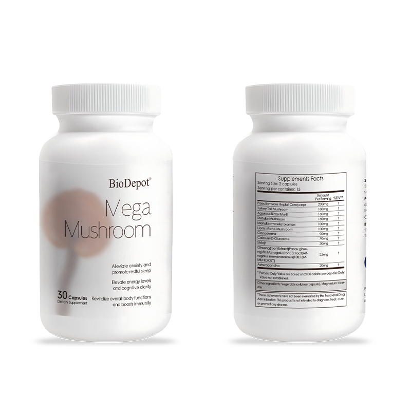 Biodepot Mega Mushroom-Immune & Energy Boost for Fatigue Stress & Anxiety Relief