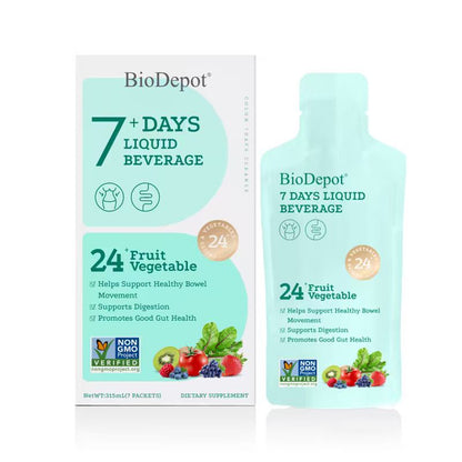 7 Day Clean 24-Fruit & Vegetable Complex Liquid Probiotic Drink - High Absorption Formula for Energy Boost, Immune Support, Gut Health, Gut Flora Improvement & Cellular Health