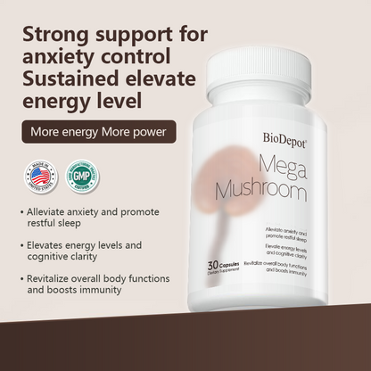 Biodepot Mega Mushroom-Immune & Energy Boost for Fatigue Stress & Anxiety Relief