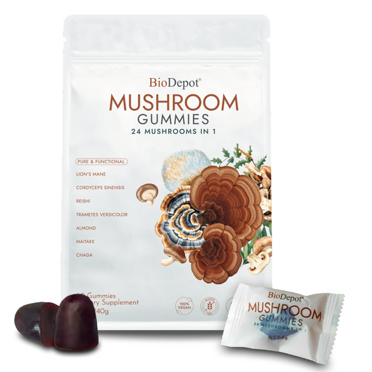 Biodepot 24-in-1 Mushroom Gummies for Immunity & Brain Focus
